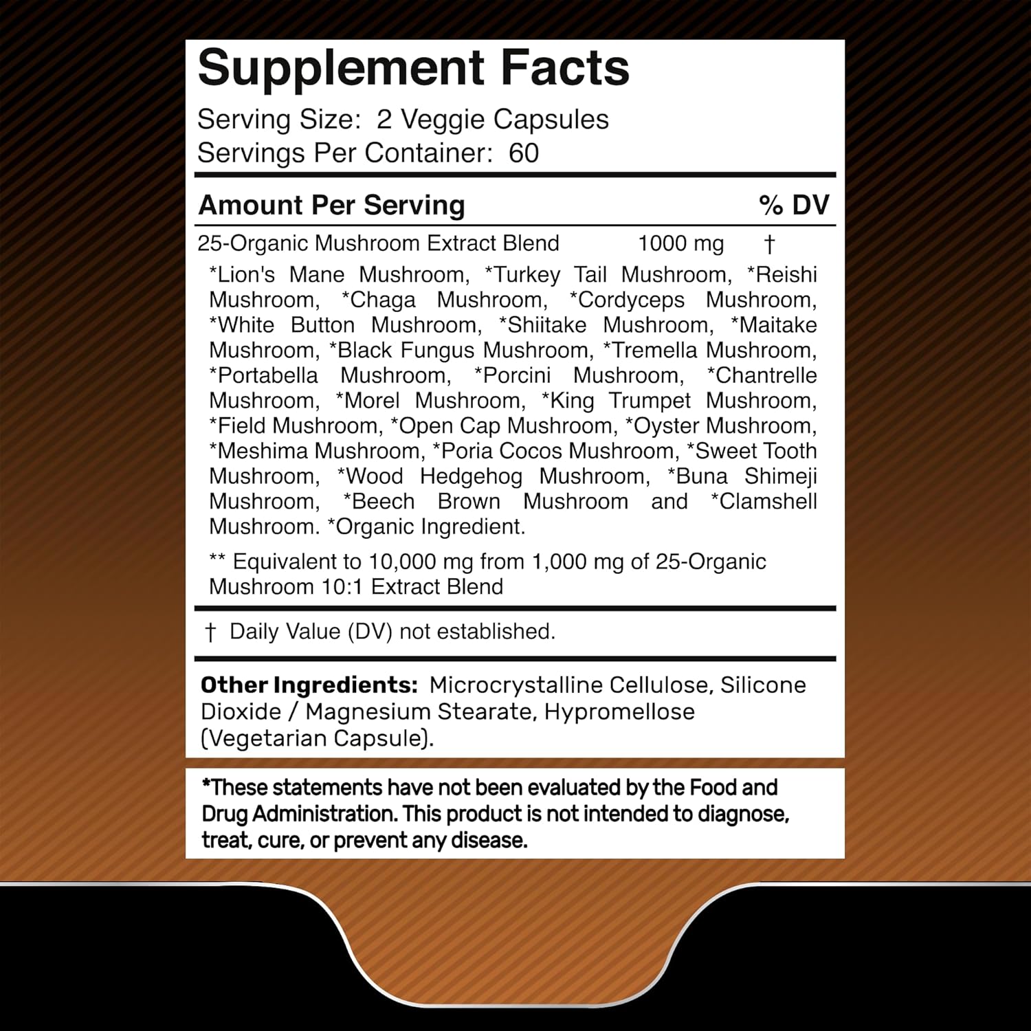 Mushroom Complex Supplement Facts Mushroom Complex Supplement Facts