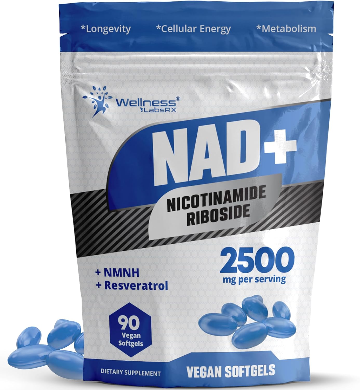 Organic Vitamins Vitamin 90 NAD+ Anti-Aging Supplement – Nicotinamide Riboside, Resveratrol, NMN