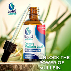 Organic Mullein Leaf Liquid Drops 1500mg – Natural Citrus Flavor – 2 fl. oz.