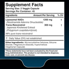 Liposomal NAD + Resveratrol 1500mg – 90 Capsules