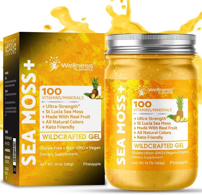 Organic Wildcrafted Sea Moss Gel All Natural Pineapple Flavor – 10 oz