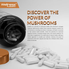 Organic Mushroom Supplement Capsules, Mushroom Complex Blend - 120 Count