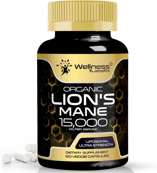 Lions Mane Supplement Capsules, Mushroom Supplement for Focus and Immune - 120 Count