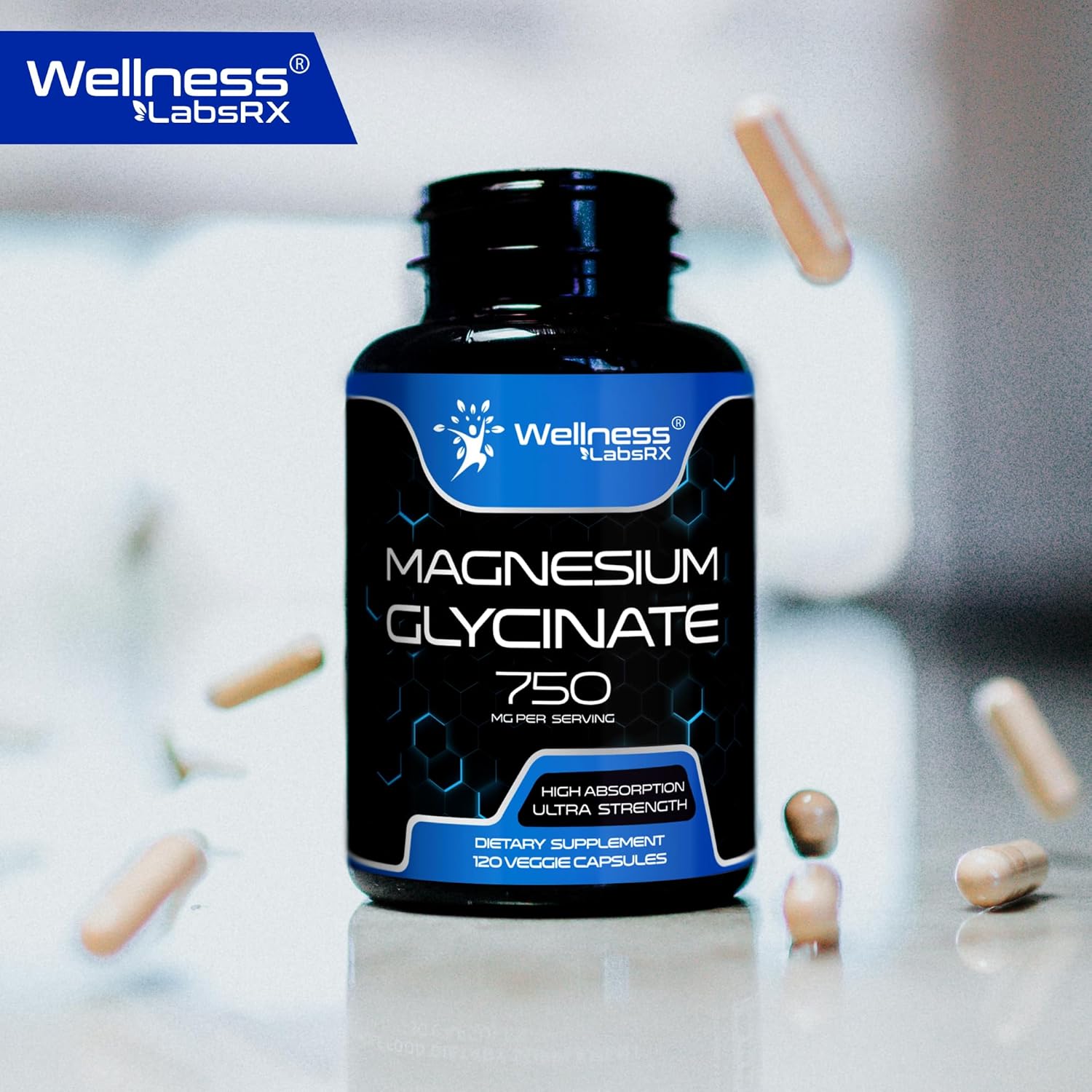 Buy Magnesium Glycinate 750mg Capsules | High Absorption for Sleep, Stress & Muscle Support (120 Count) WELLNESS LABSRX Buy Magnesium Glycinate 750mg Capsules | High Absorption for Sleep, Stress & Muscle Support (120 Count) WELLNESS LABSRX