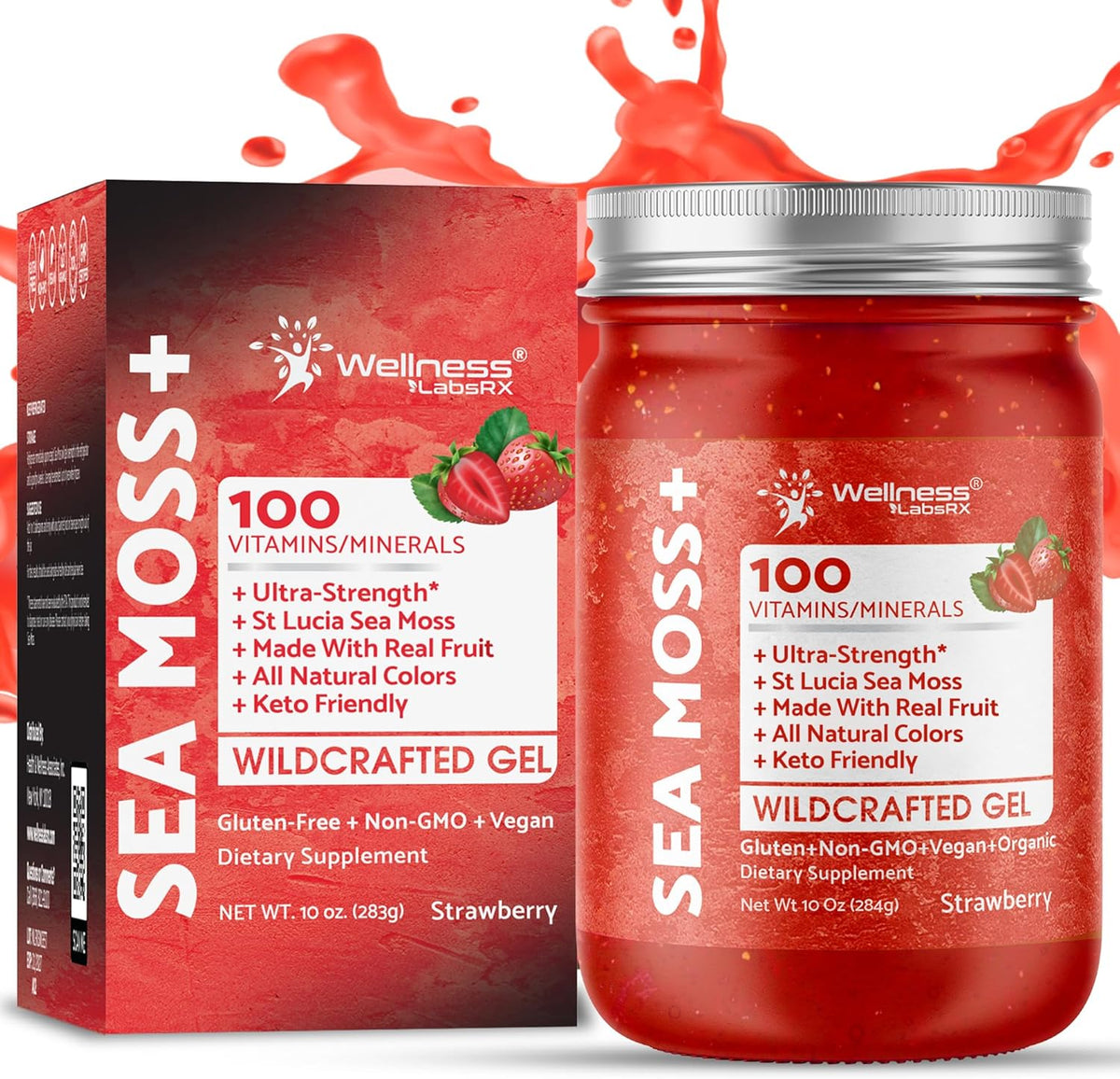 Organic Wildcrafted Sea Moss Gel All Natural Strawberry Flavor – 10 oz