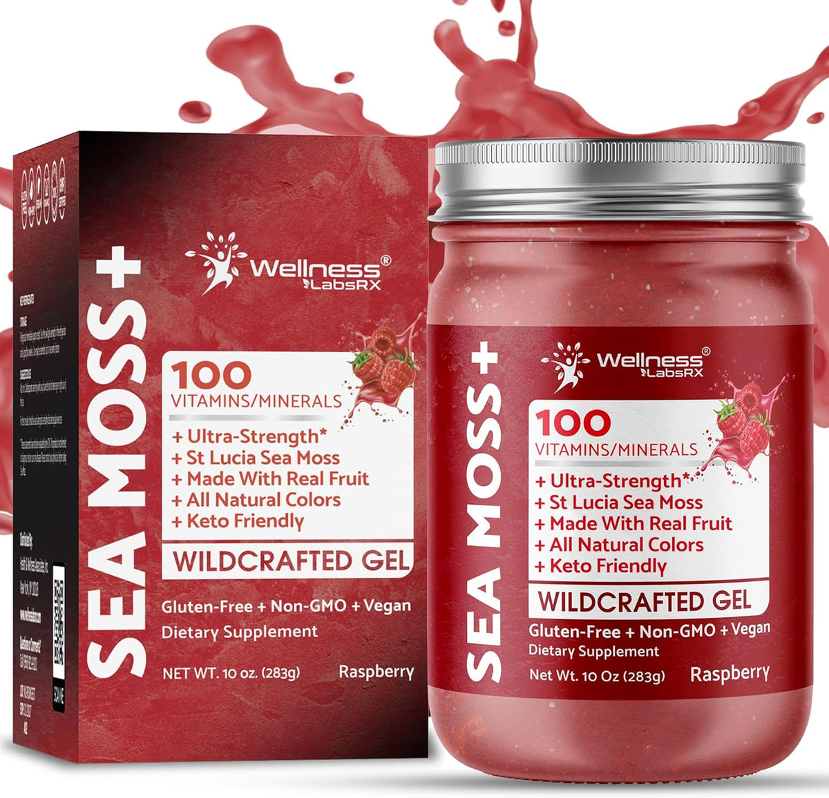 Organic Wildcrafted Sea Moss Gel All Natural Raspberry Flavor – 10 oz