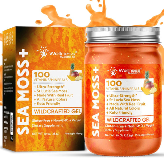 Organic Wildcrafted Sea Moss Gel Natural Pineapple Mango  Flavor – 10 oz