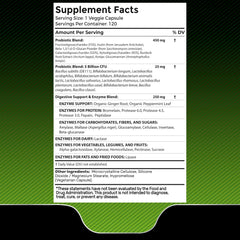 Digestive Enzymes, Prebiotics and Probiotics Supplement Capsules - 120 Count