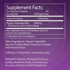 Organic Ashwagandha Liquid Drops 2000mg – Natural Berry Flavor – 2 oz