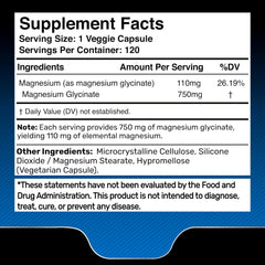 Magnesium Glycinate Capsules, Pure Complex, High Absorption Supplement - 120 Count