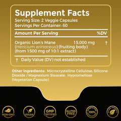 Lions Mane Supplement Capsules, Mushroom Supplement for Focus and Immune - 120 Count