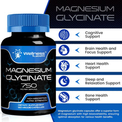 Magnesium Glycinate Capsules, Pure Complex, High Absorption Supplement - 120 Count