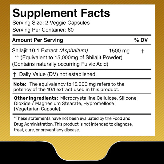 Shilajit Capsule Supplement facts