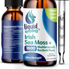 Irish Sea Moss Drops, Bladderwrack and Burdock 1600mg - Mixed Berry Flavor – 2 oz