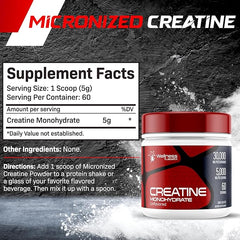 Unflavored Creatine Monohydrate Powder 5,000mg Per Serving – 60 Servings