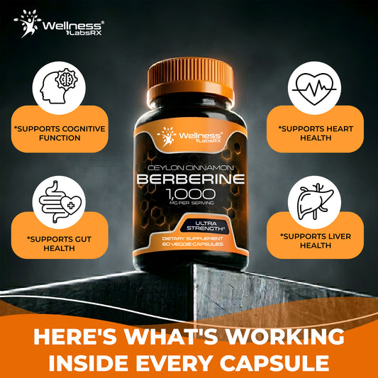 Liposomal Berberine with Ceylon Cinnamon Capsules 1,000mg – 60 Capsules