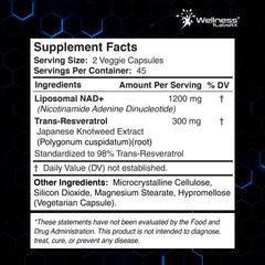 Liposomal NAD Capsules  + Resveratrol 1500mg - 90 Capsules