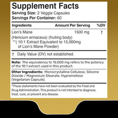 Lions Mane Supplement Capsules, Mushroom Supplement for Focus and Immune - 120 Count