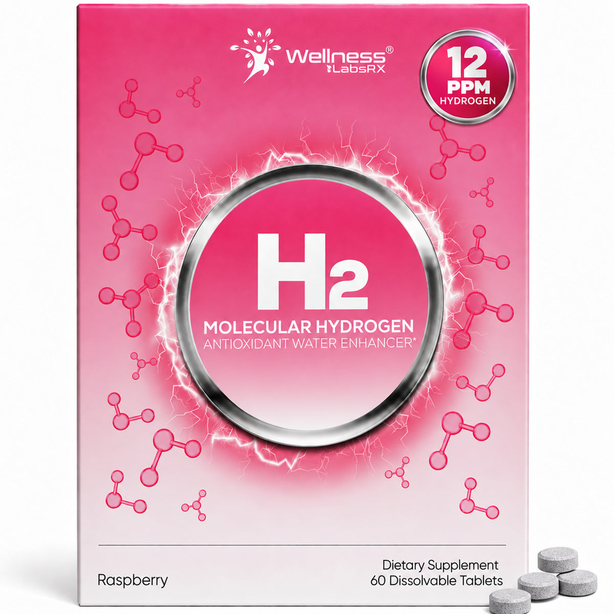 Hydrogen Water Tablets – Raspberry Flavor, 60 Tablets