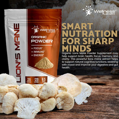 Lions Mane Powder, Natural Formula for Memory and Focus, Immune Health - 120 Servings