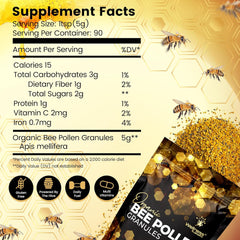 Organic Bee Pollen 5g Per Serving – 90 Servings – 1 Lbs.