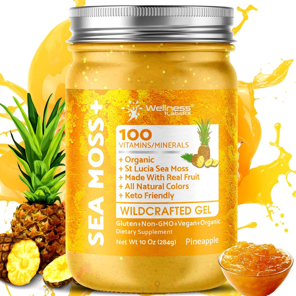 Organic Wildcrafted Sea Moss Gel All Natural Pineapple Flavor – 10 oz
