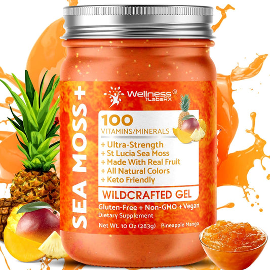Organic Wildcrafted Sea Moss Gel Natural Pineapple Mango  Flavor – 10 oz