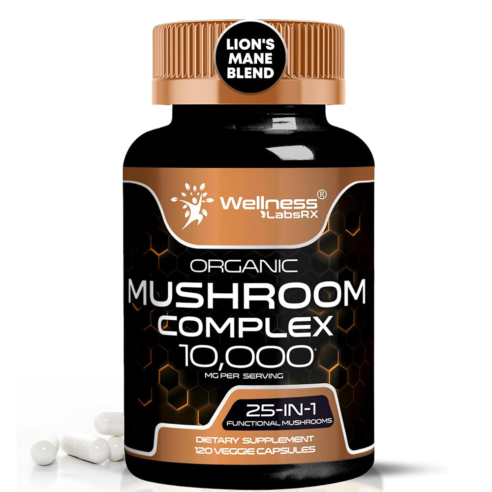 Organic Mushroom Supplement Capsules, Mushroom Complex Blend - 120 Count