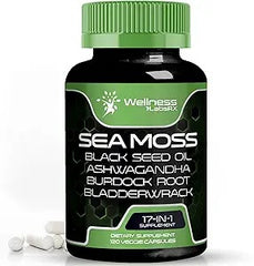 Irish Sea Moss Capsules, 17-in-1, Seamoss with Black Seed Oil and Ashwagandha, 120 Count