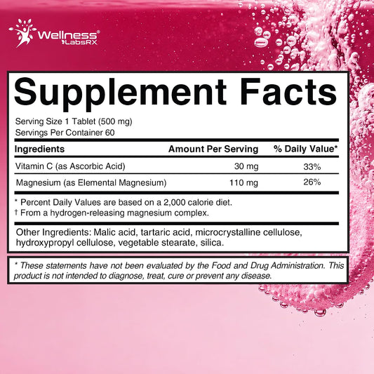Hydrogen Water Tablets – Raspberry Flavor, 60 Tablets