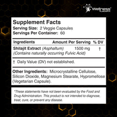 Liposomal Shilajit Capsules + Fulvic Acid 1,500mg