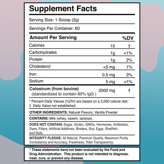 Bovine Colostrum Powder - Pure Bovine Colostrum for Humans - Grass Fed Colostrum Supplement