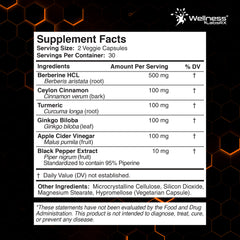 Berberine Supplement with Ceylon Cinnamon Capsules 1,000mg – 60 Capsules